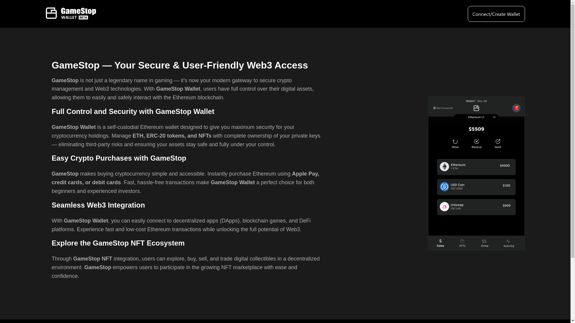 website screenshot of https://gamestop-wallet.io/blog