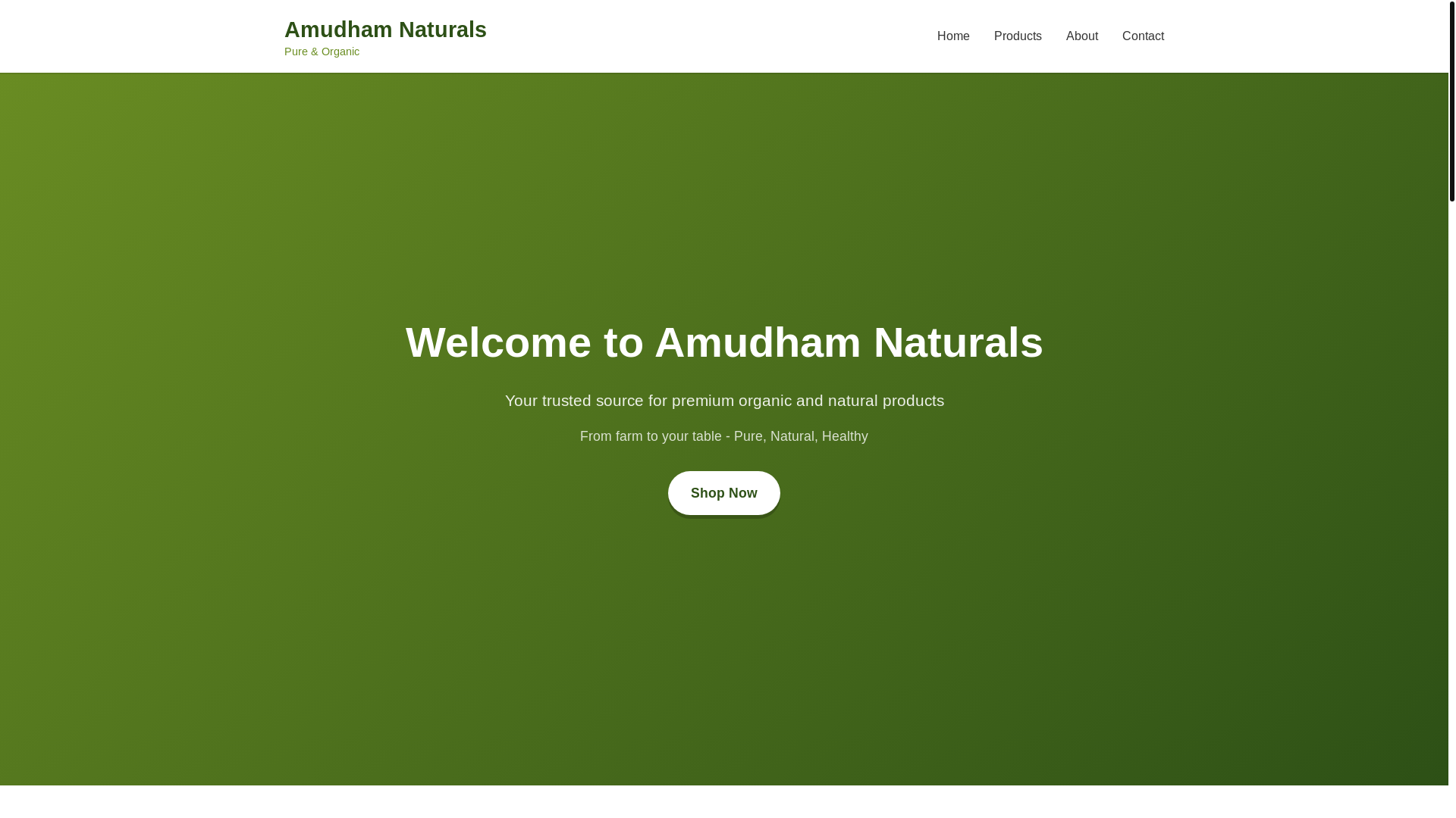 website screenshot of https://amudhamnaturals.com/