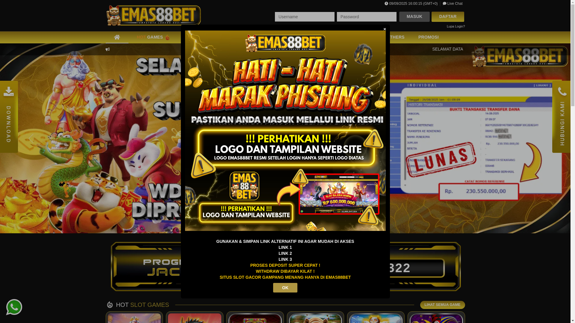 website screenshot of https://emasrajagacor.xyz/