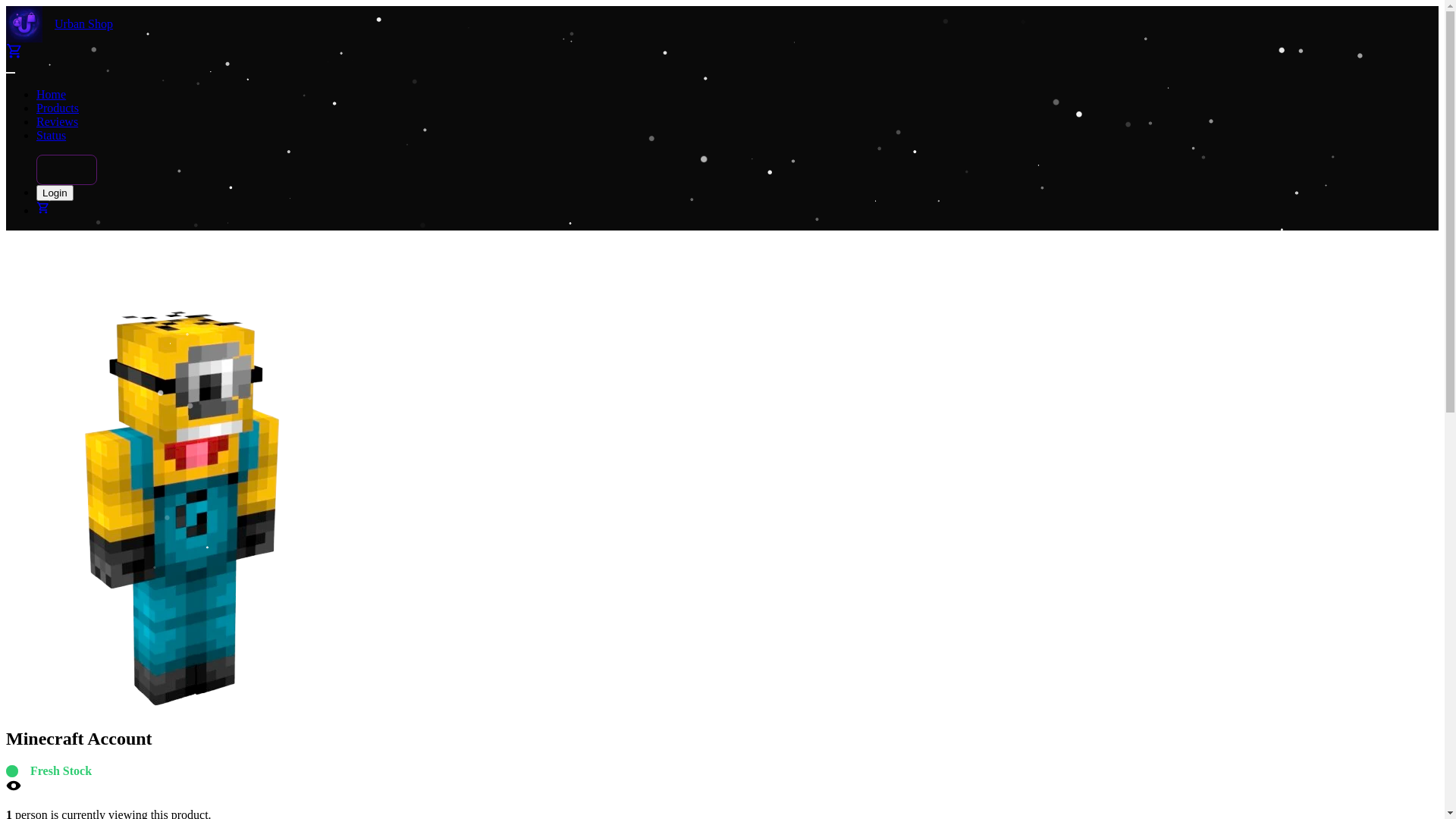 website screenshot of https://urban-shop.mysellauth.com/product/minecraft-account