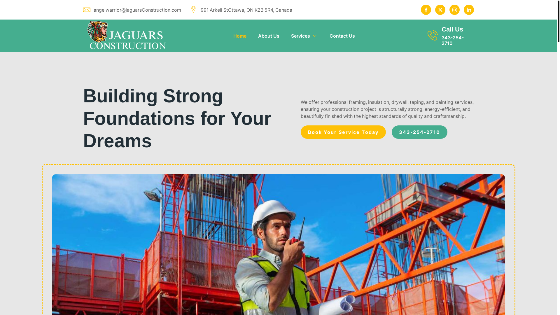 website screenshot of https://jaguarsconstruction.ca/