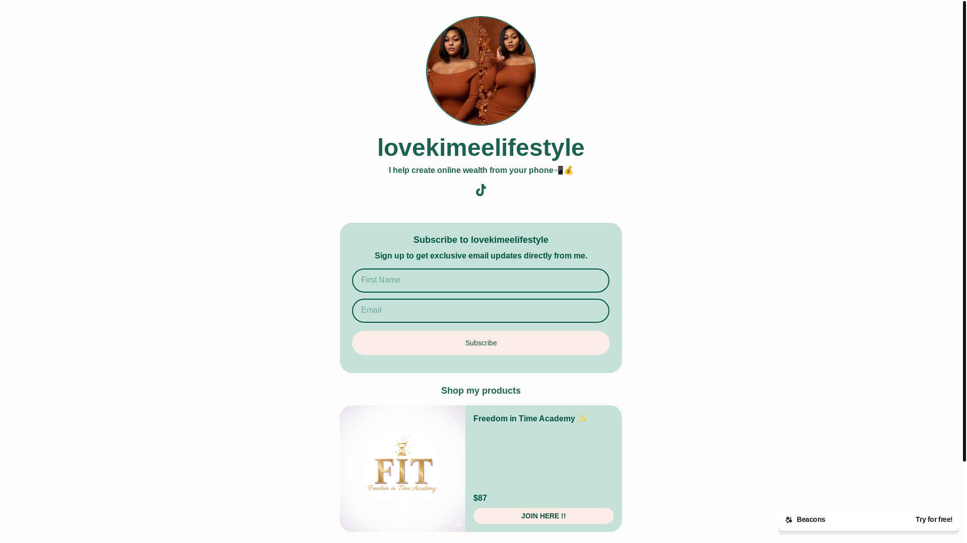 website screenshot of https://lovekimeelifestyle.com/