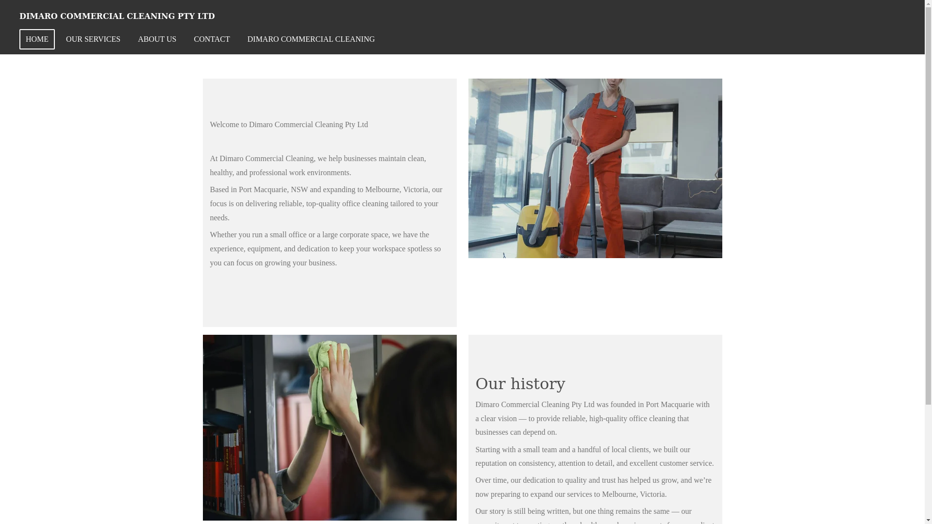 website screenshot of https://dimarocommercialcleaningptyltd.com/