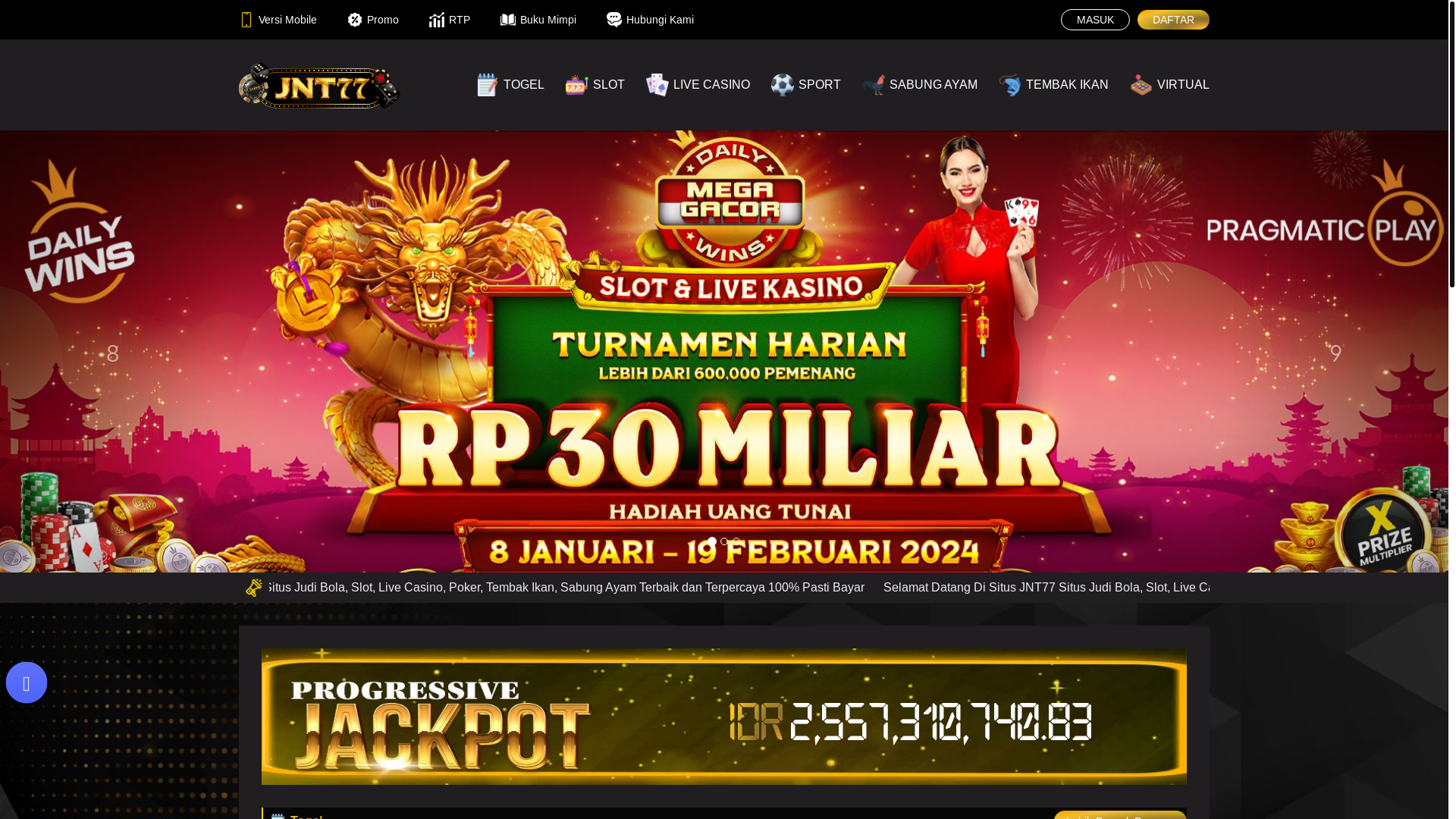 website screenshot of https://jnt77satujackpot.net/