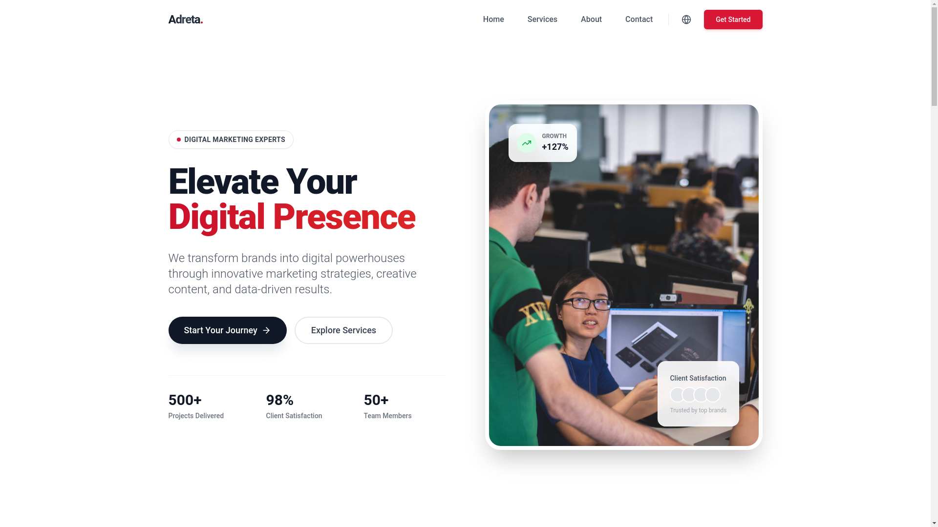 website screenshot of https://adreta.ae/