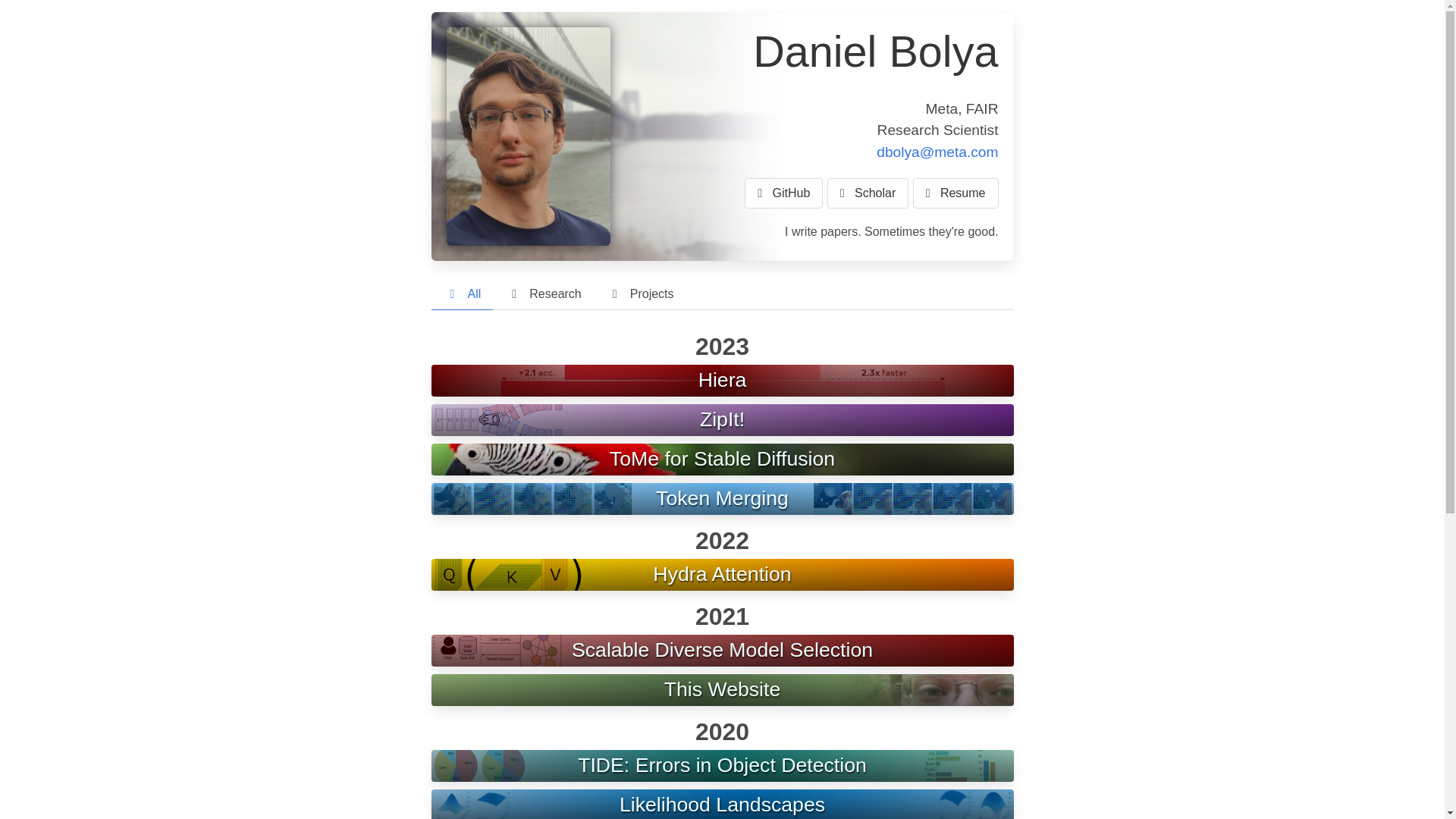 website screenshot of https://dbolya.com/