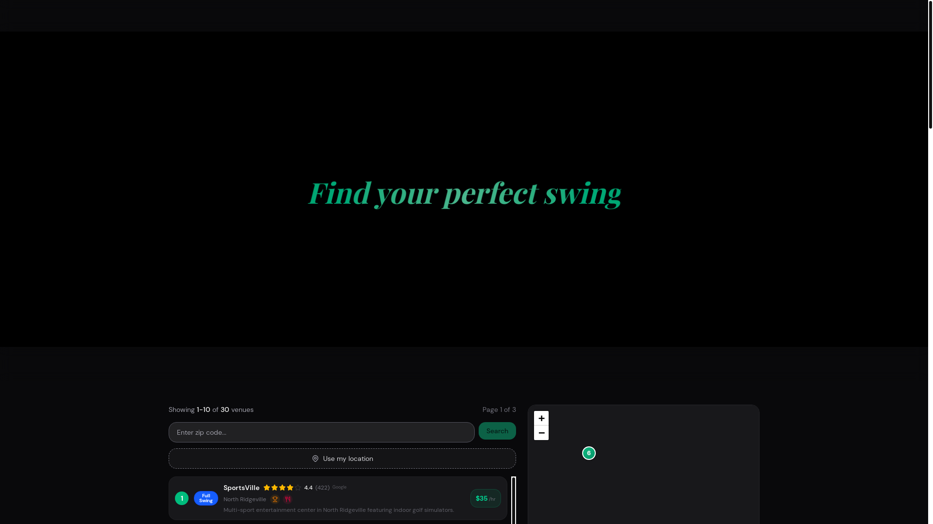 website screenshot of https://clevelandgolfsims.com/