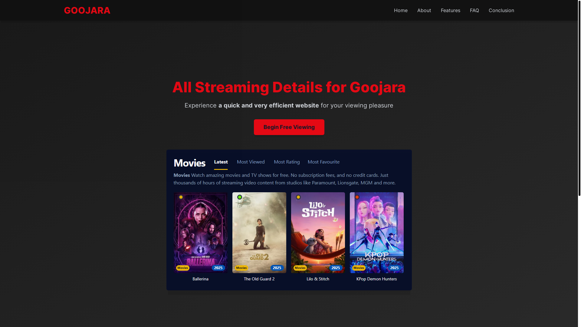 website screenshot of https://goojara-xve2.pages.dev/