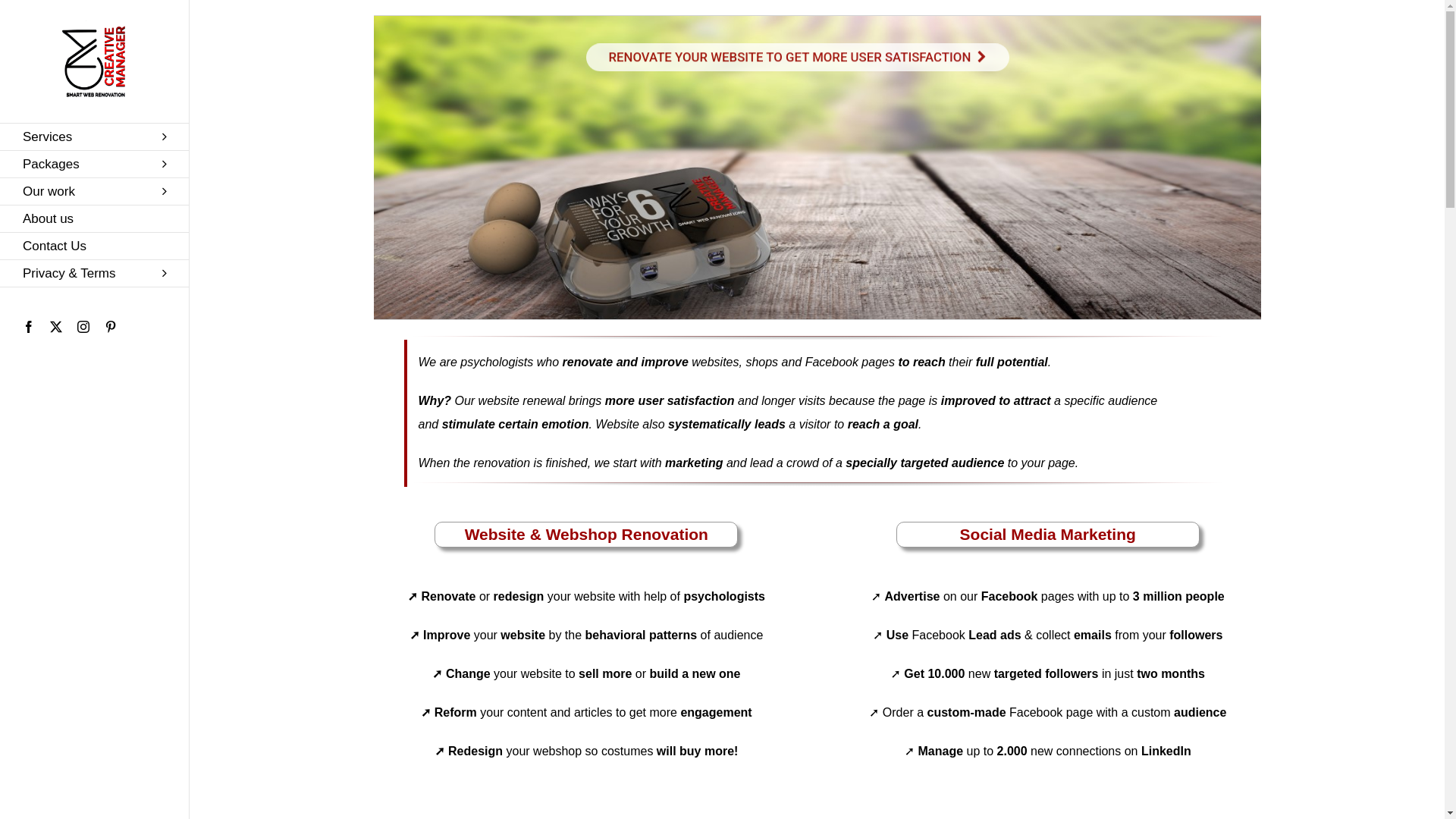 website screenshot of https://creativemanager.eu