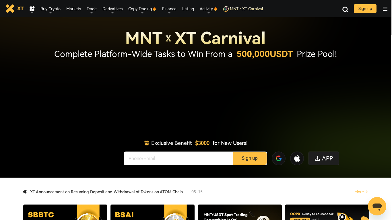 website screenshot of https://xt.com/