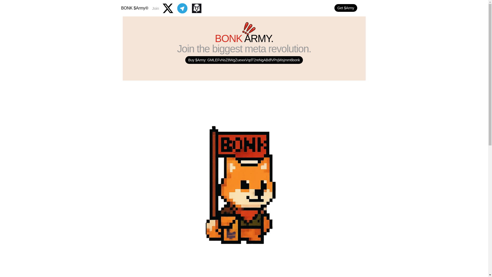 website screenshot of https://bonkarmy.xyz/