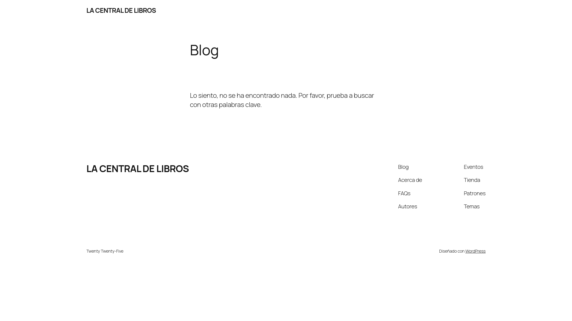 website screenshot of https://lacentraldelibros.com/