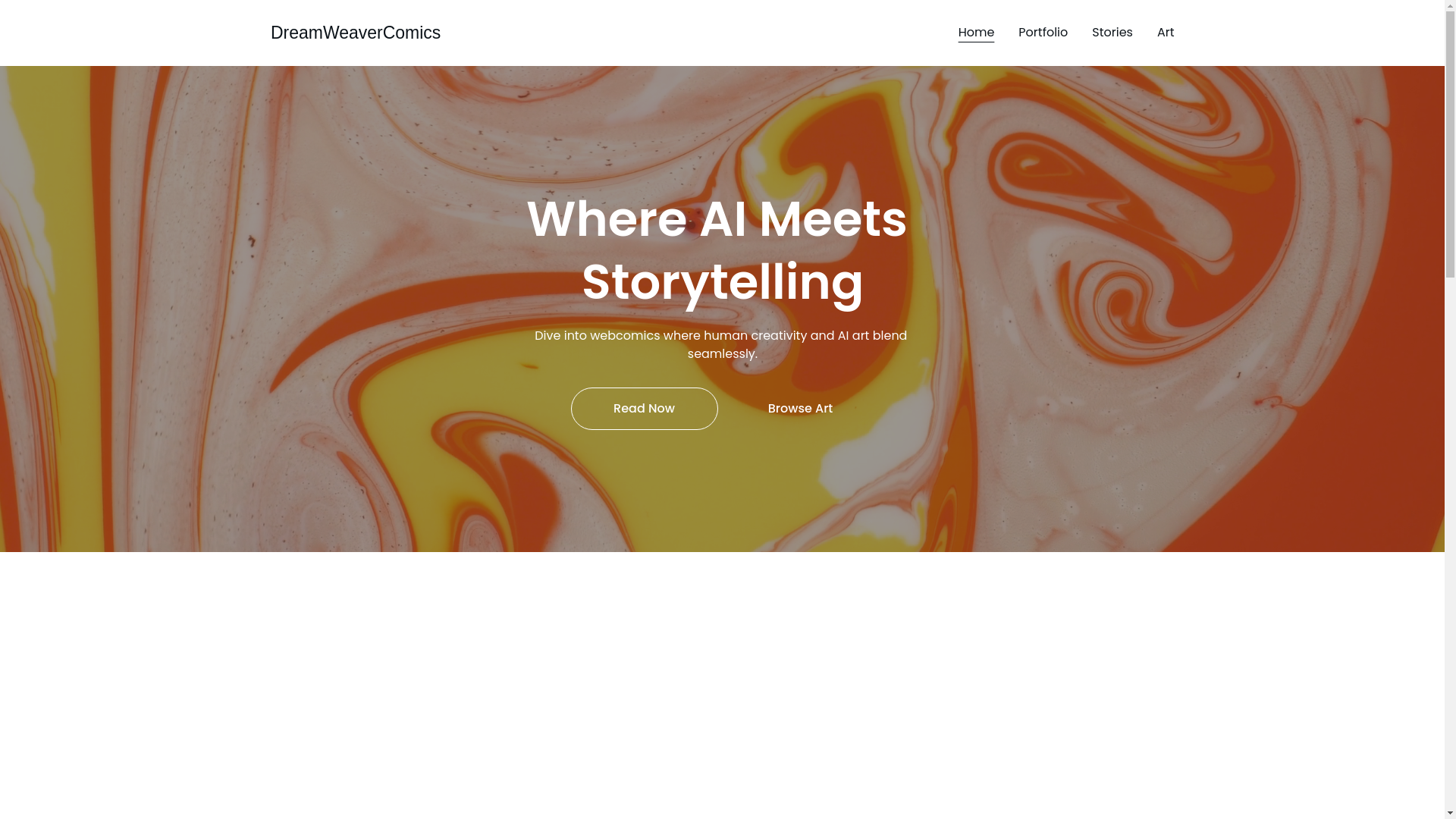 website screenshot of https://dreamweavercomics.art/