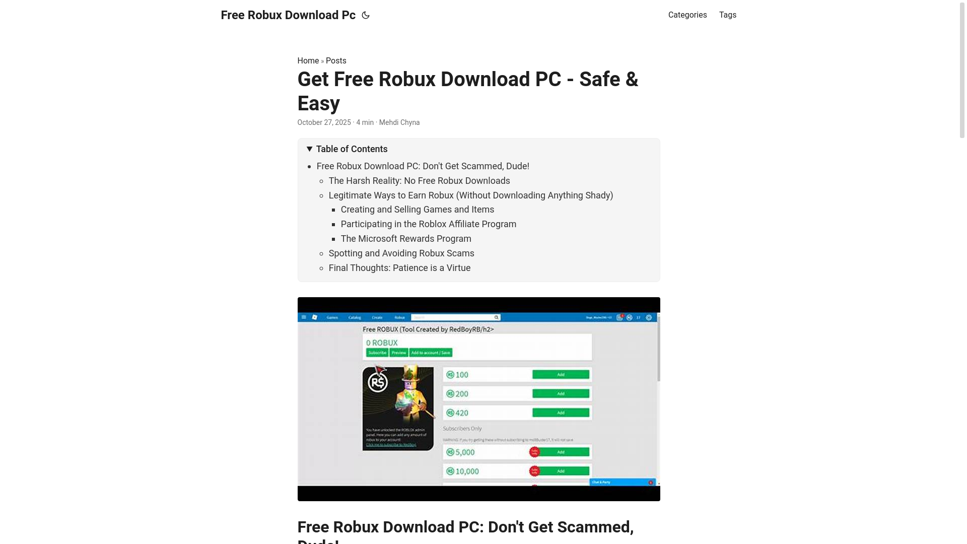 website screenshot of https://free-robux-download-pc.pages.dev/