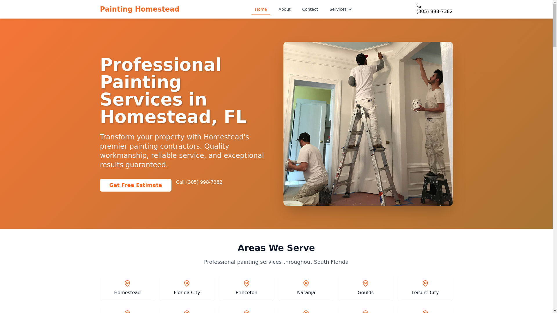 website screenshot of https://paintinghomestead.com/