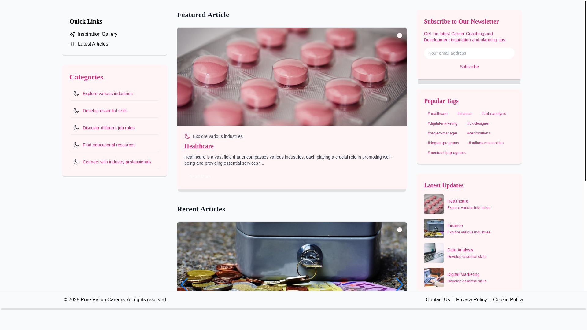 website screenshot of https://purecareervision.xyz/