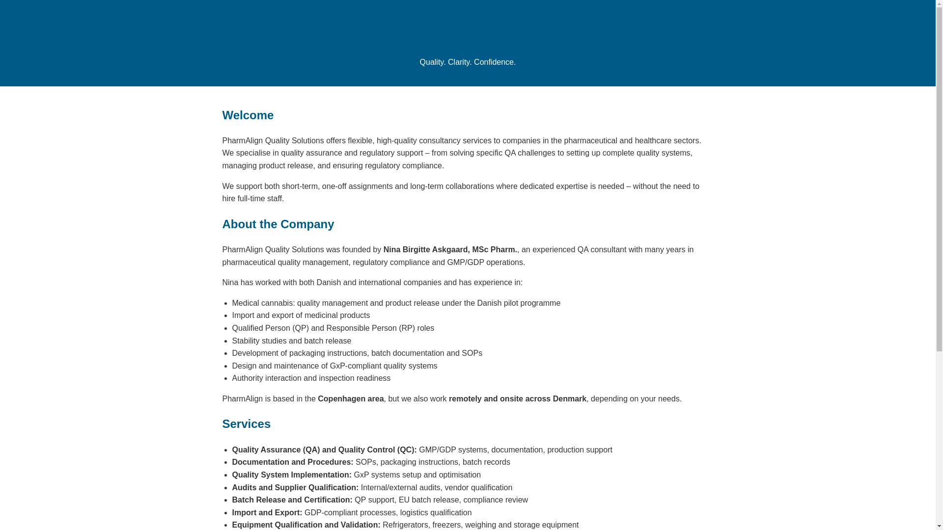 website screenshot of https://pharmalign.dk/