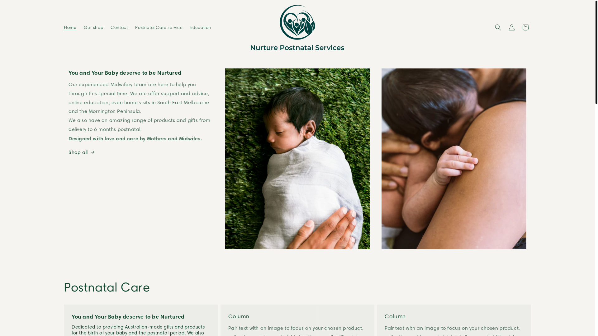 website screenshot of https://nurturepostnatal.com/