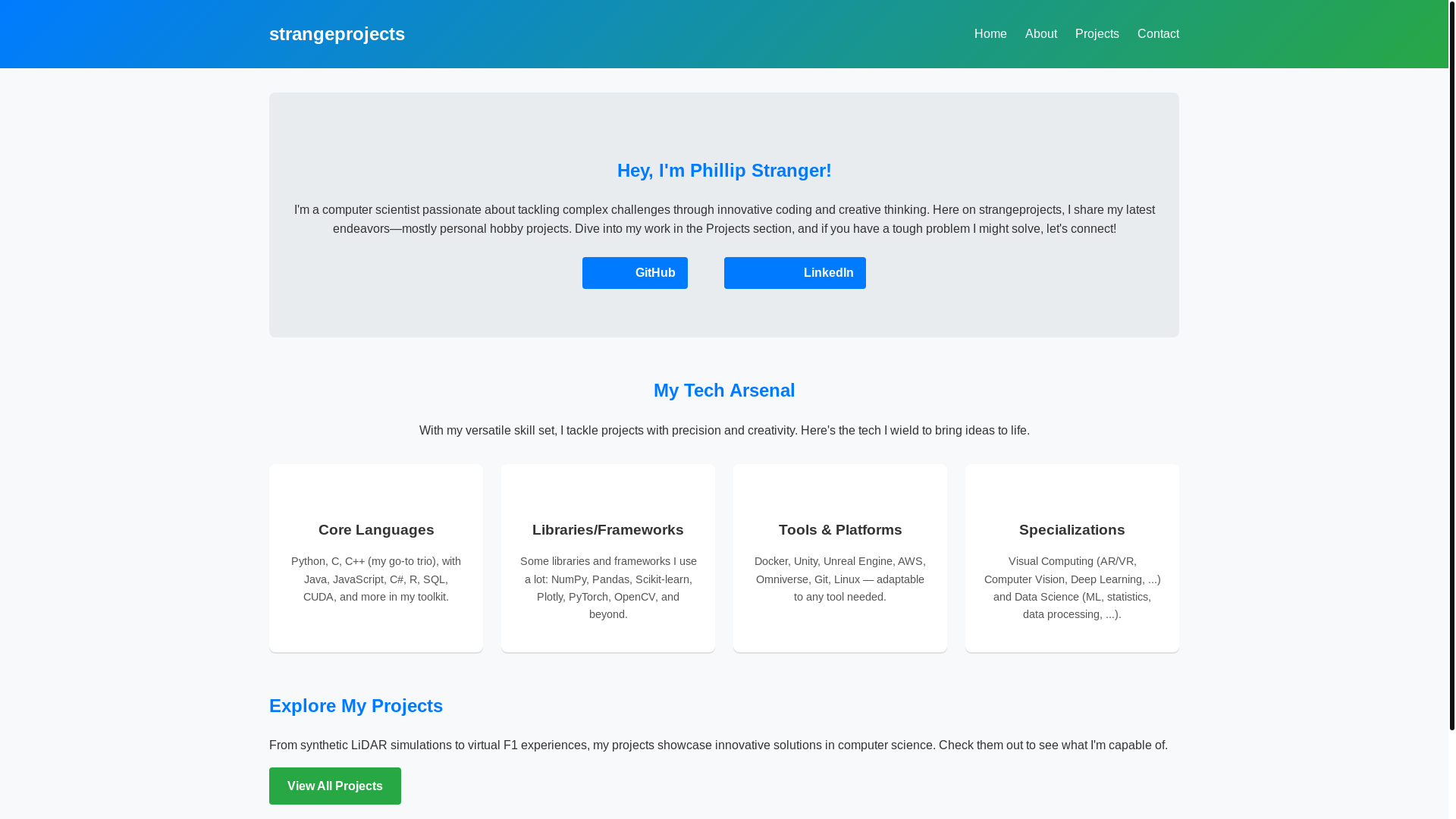website screenshot of https://strangeprojects.pages.dev/