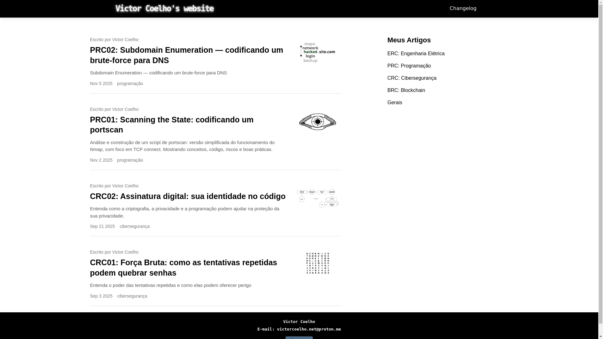 website screenshot of https://victorcoelho.pages.dev/