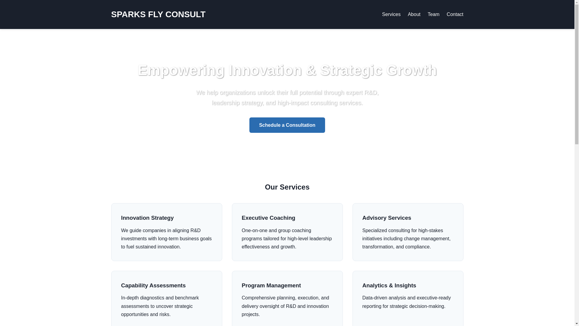 website screenshot of https://teamsparksfly.com/