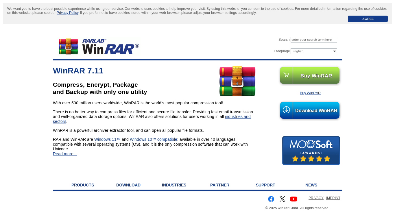 website screenshot of https://www.win-rar.com/start.html?&L=0