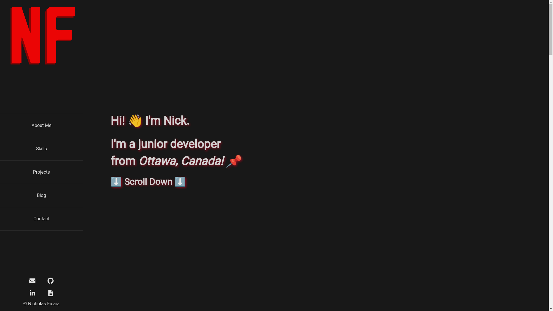 website screenshot of https://nicholasficara.dev/