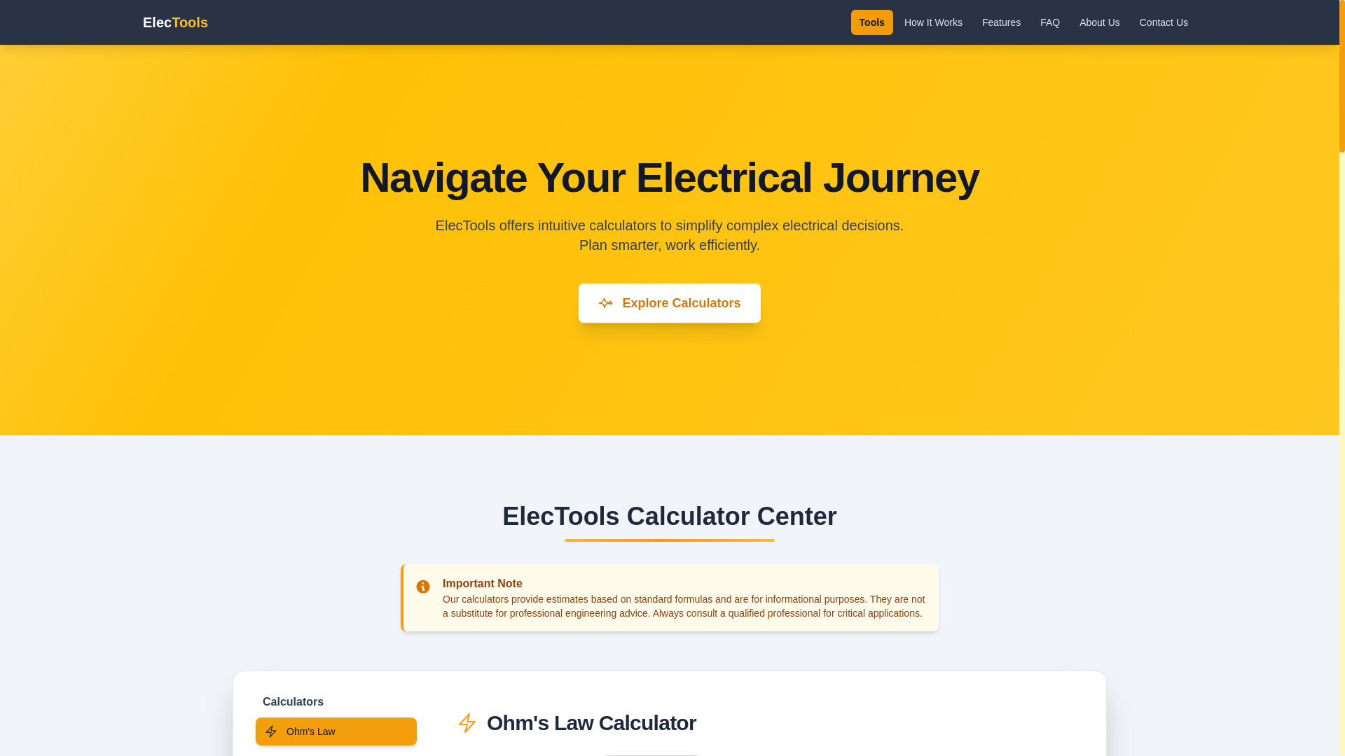 website screenshot of https://electools-7a3.pages.dev/