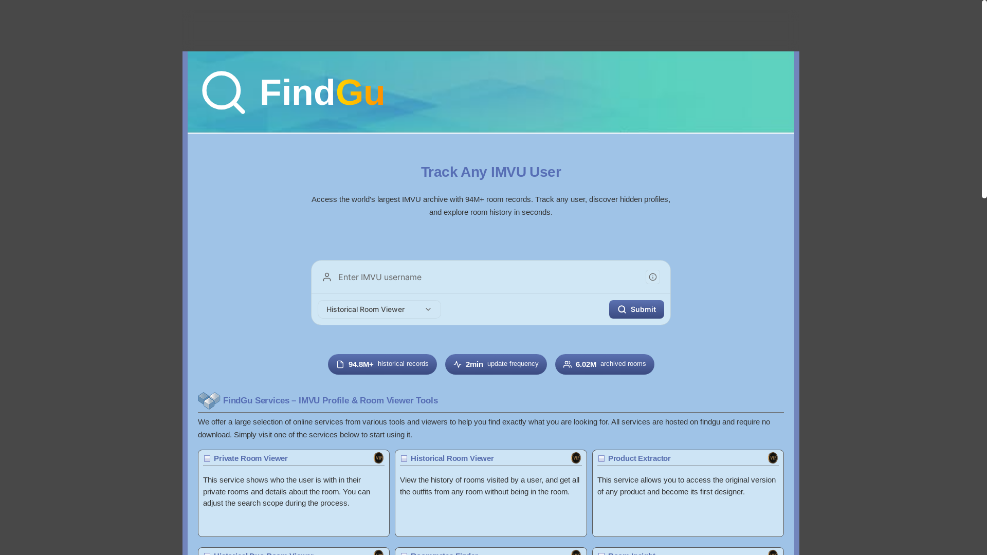 website screenshot of https://findgu.net/