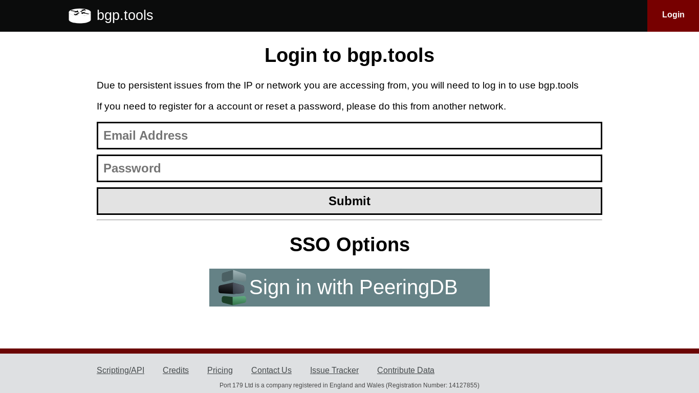 website screenshot of https://bgp.tools