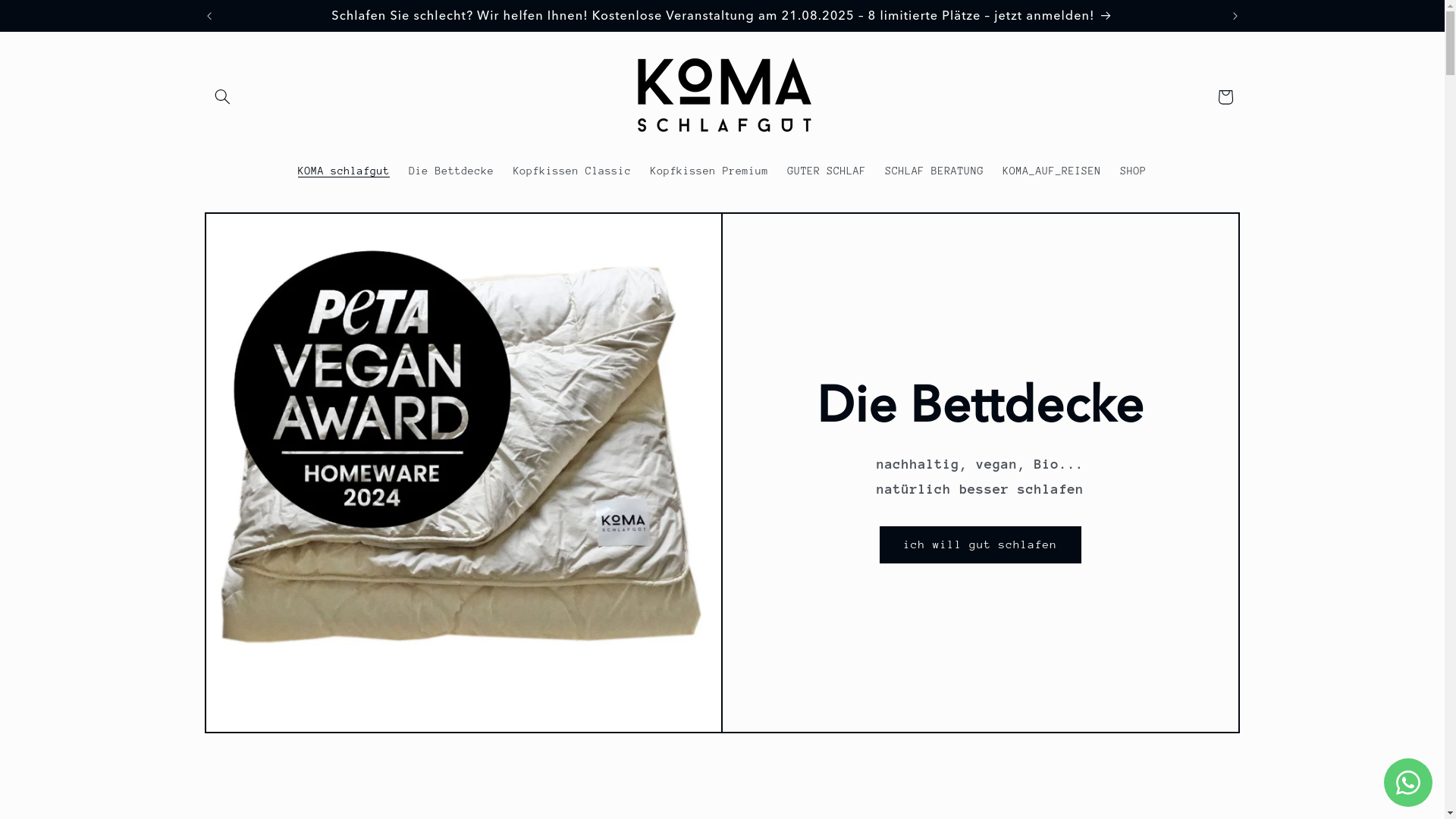 website screenshot of https://komaschlafgut.com/