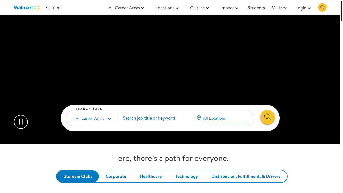 website screenshot of https://careers.walmart.com/