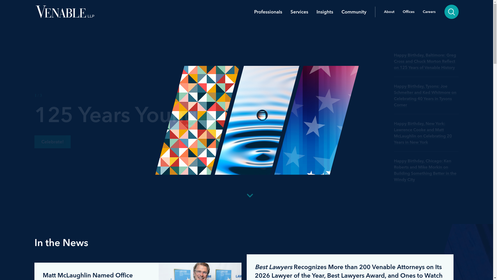 website screenshot of http://www.venable.com/