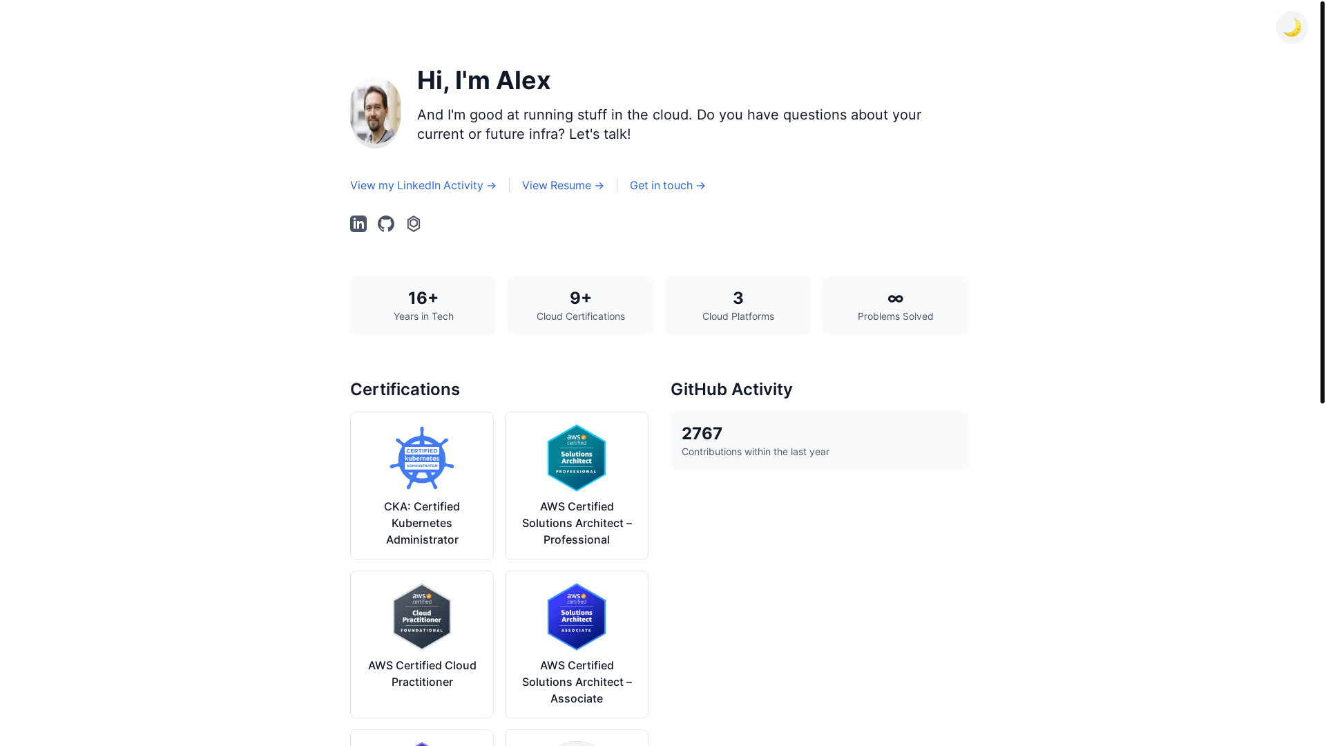 website screenshot of https://aleksgain-github-io.pages.dev/
