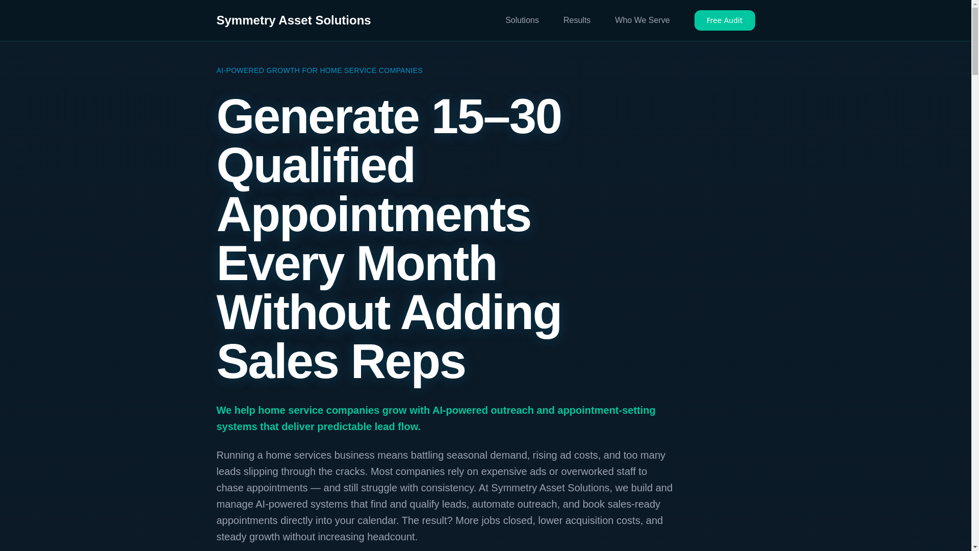 website screenshot of https://thesymmetryaisolutions.com/