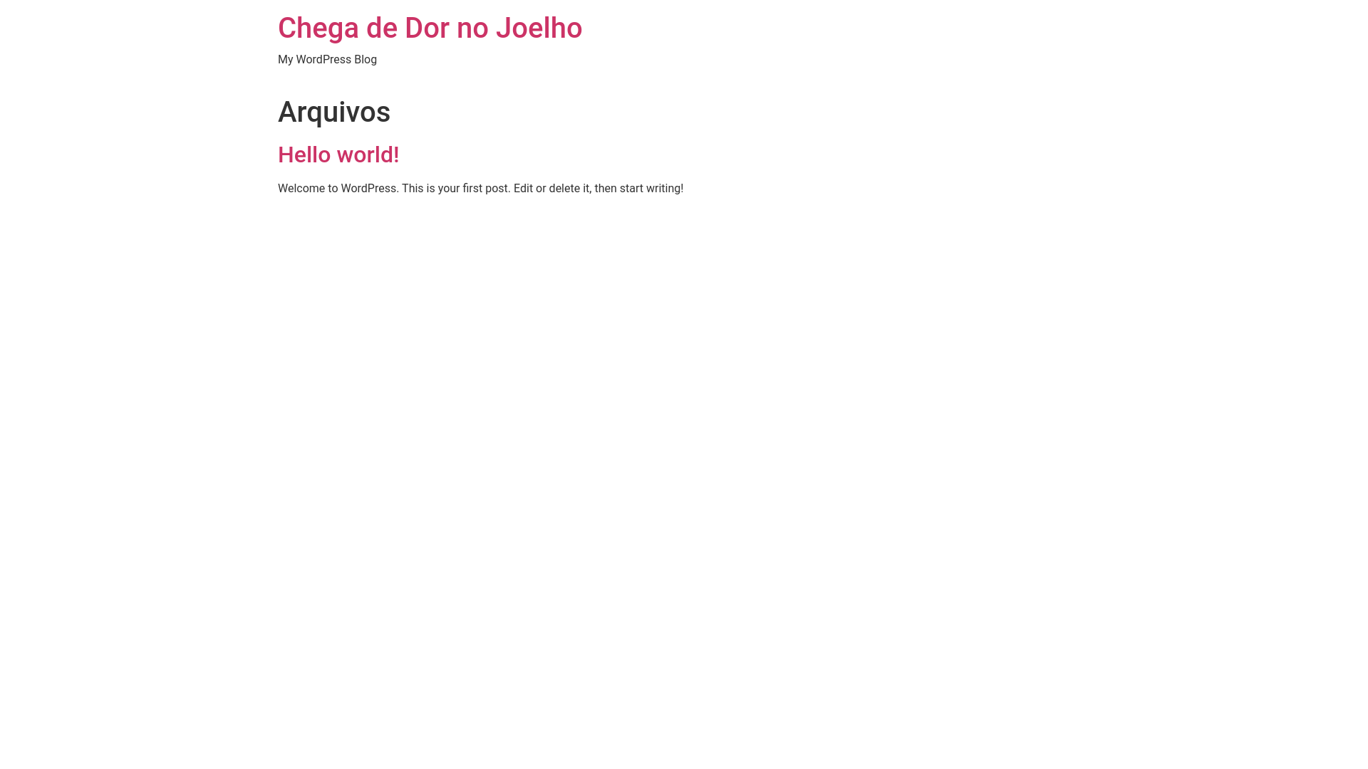 website screenshot of https://chegadedornojoelho.com.br/