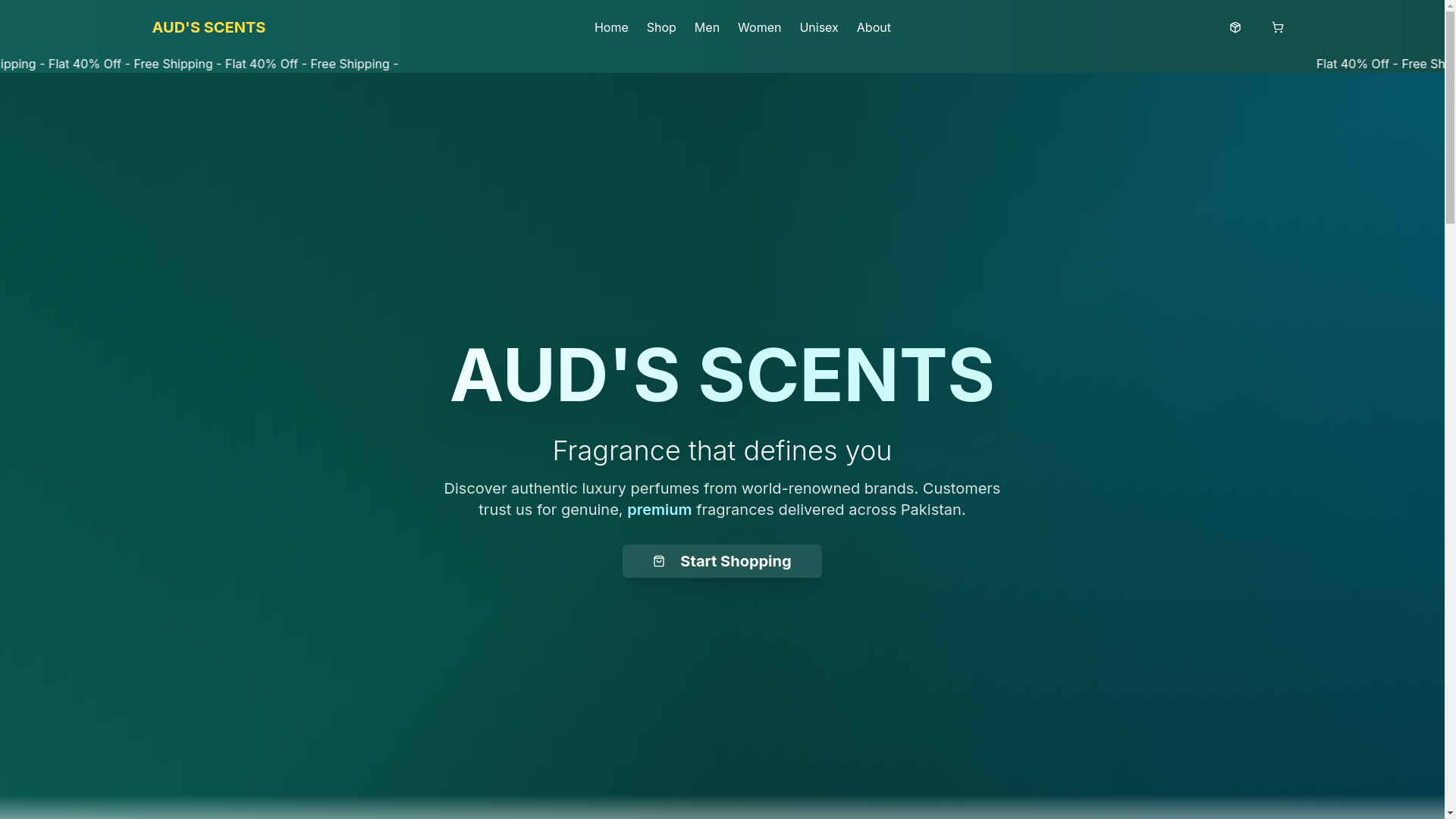 website screenshot of https://audsscents.shop/