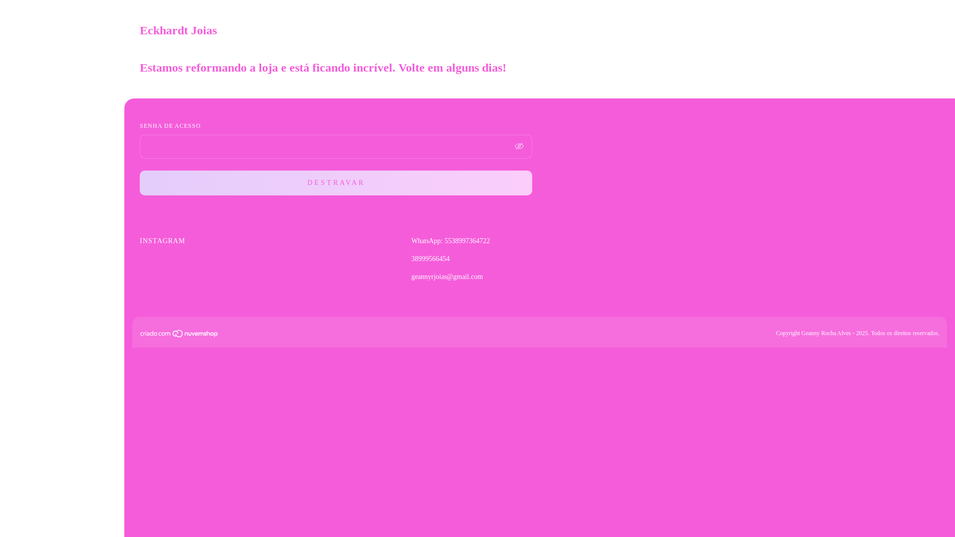 website screenshot of https://eckhardtjoias.com.br/