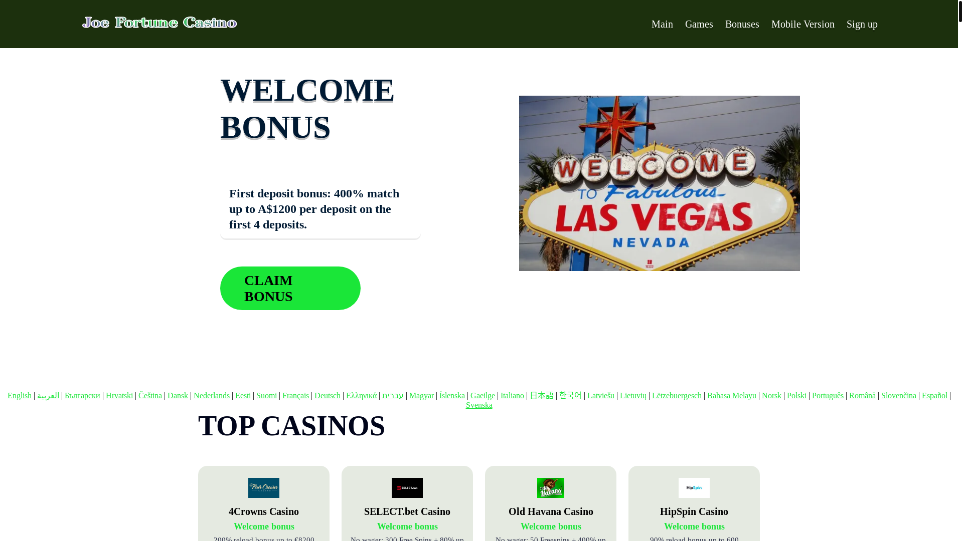 website screenshot of https://joefortune3.bond/