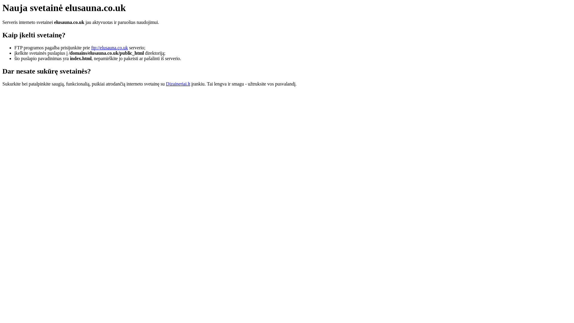 website screenshot of https://elusauna.co.uk/
