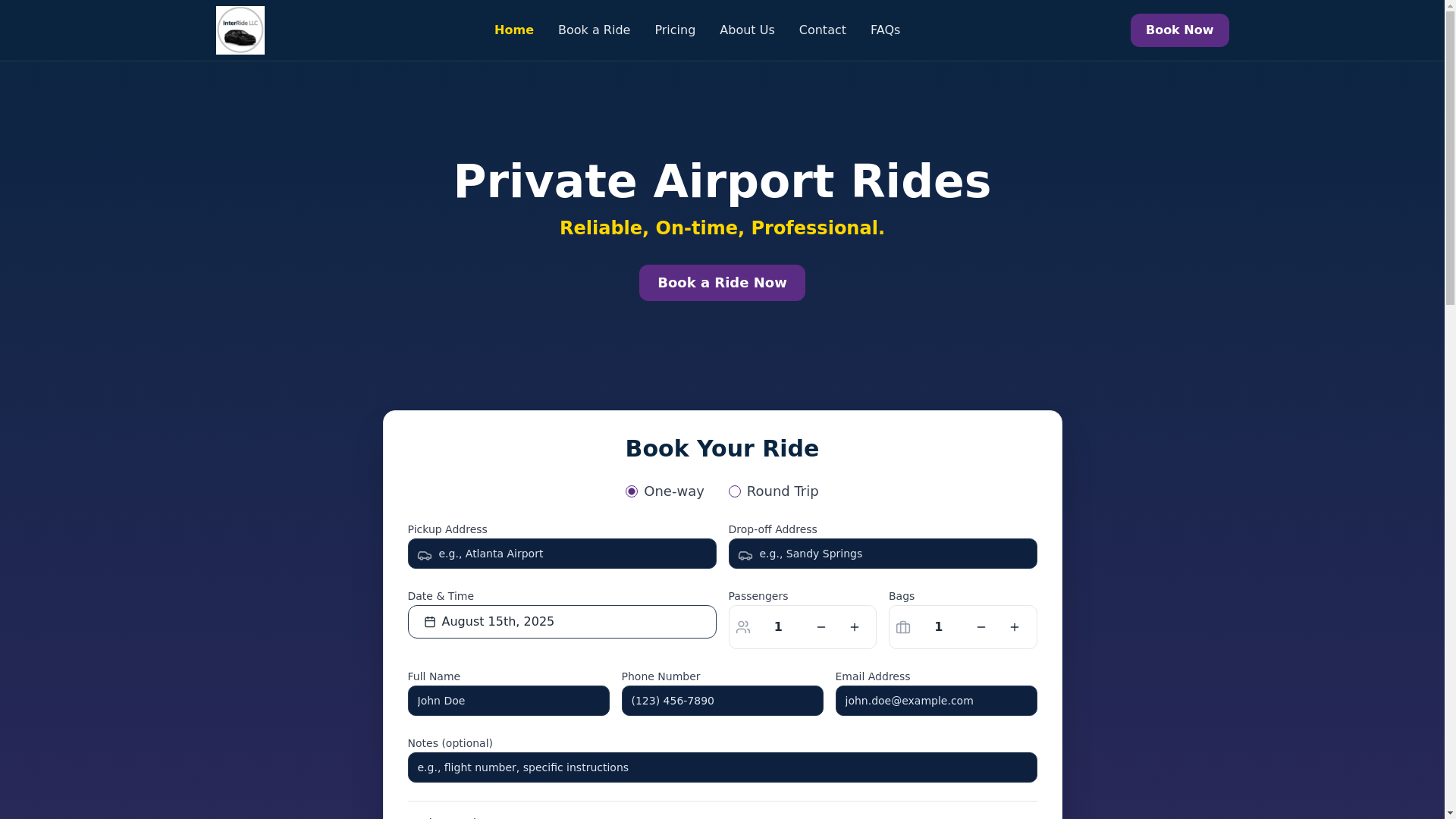 website screenshot of https://interidellc.com/