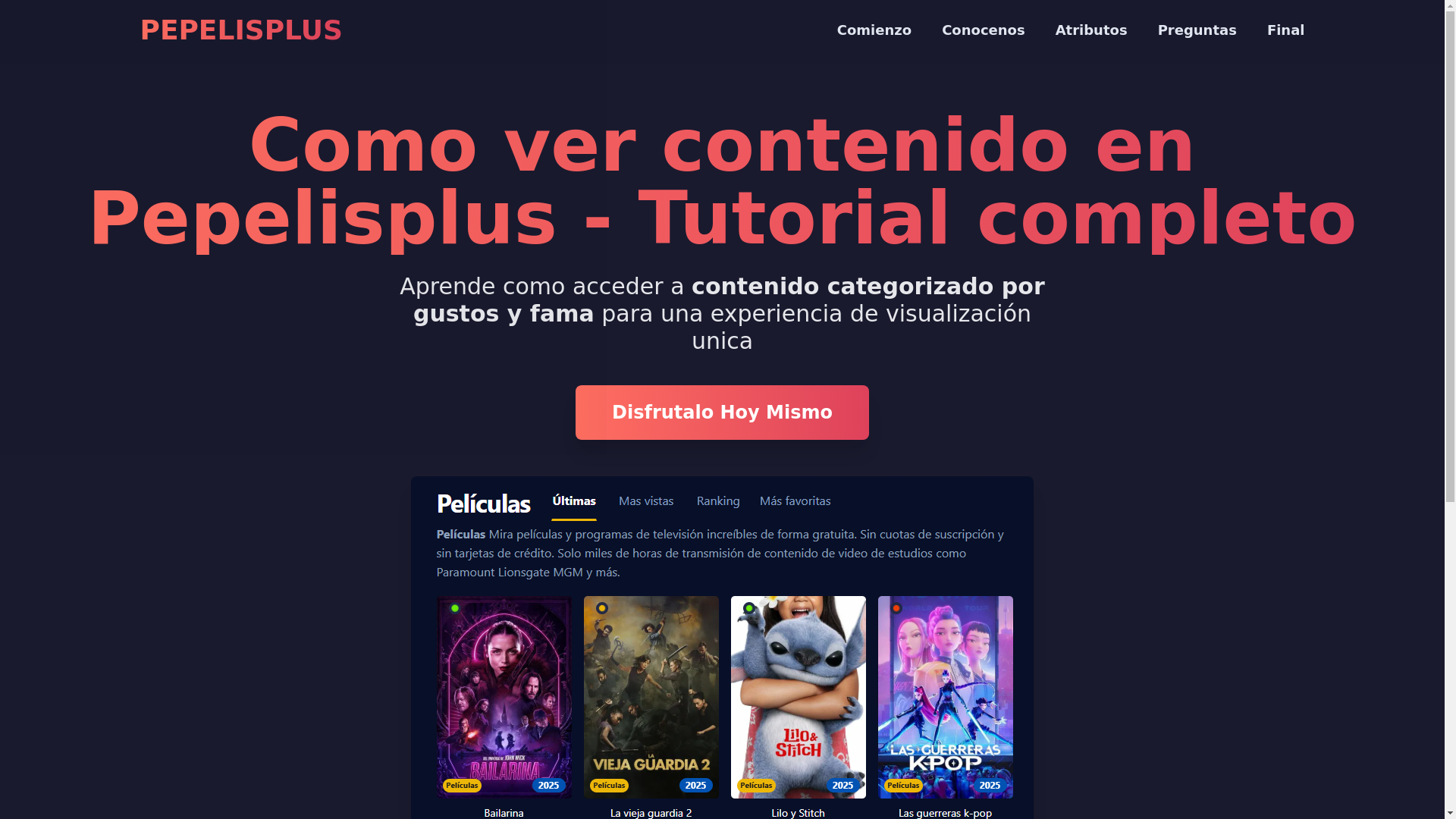 website screenshot of https://pepelisplus-v0nf.pages.dev/