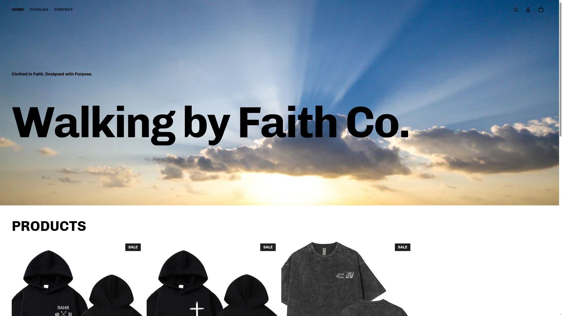 website screenshot of https://walkingbyfaithco.com/