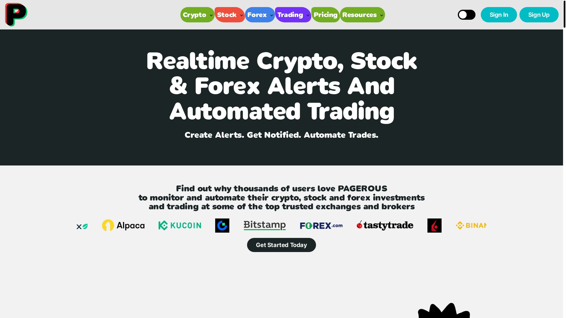 website screenshot of https://pagerous.markets/