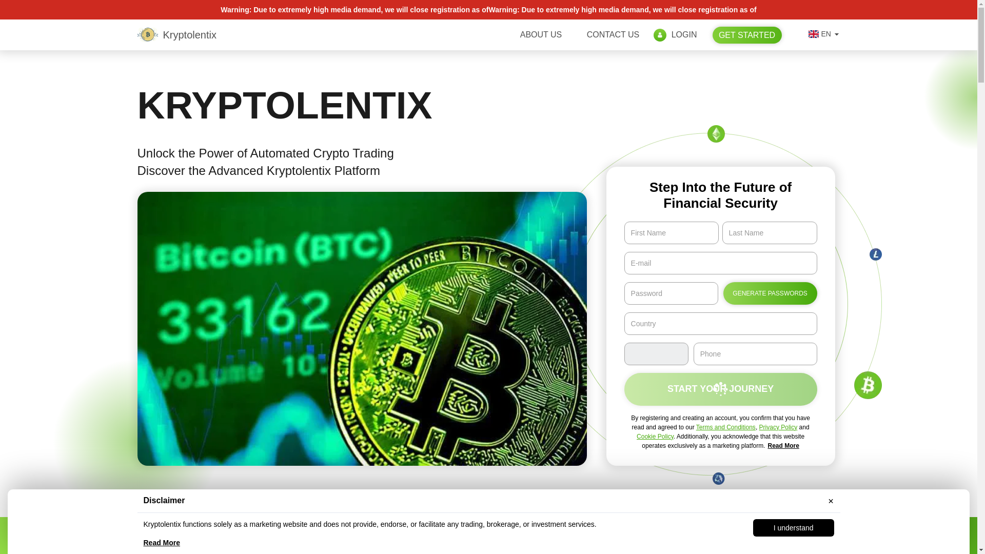 website screenshot of https://kryptolentix-software.com/