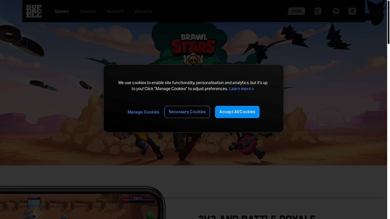 website screenshot of https://brawlstars.com/