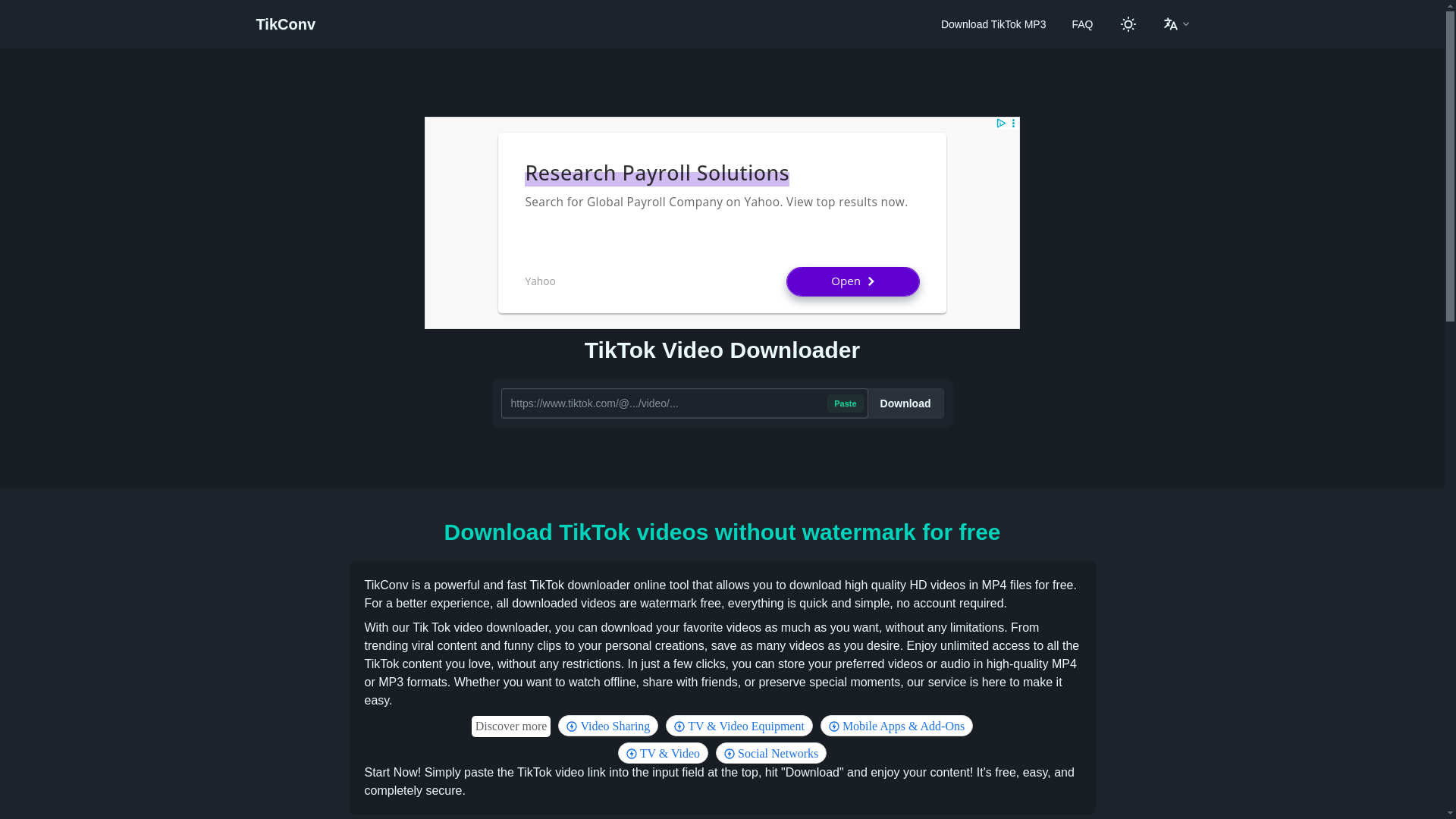 website screenshot of https://tikconv.com/