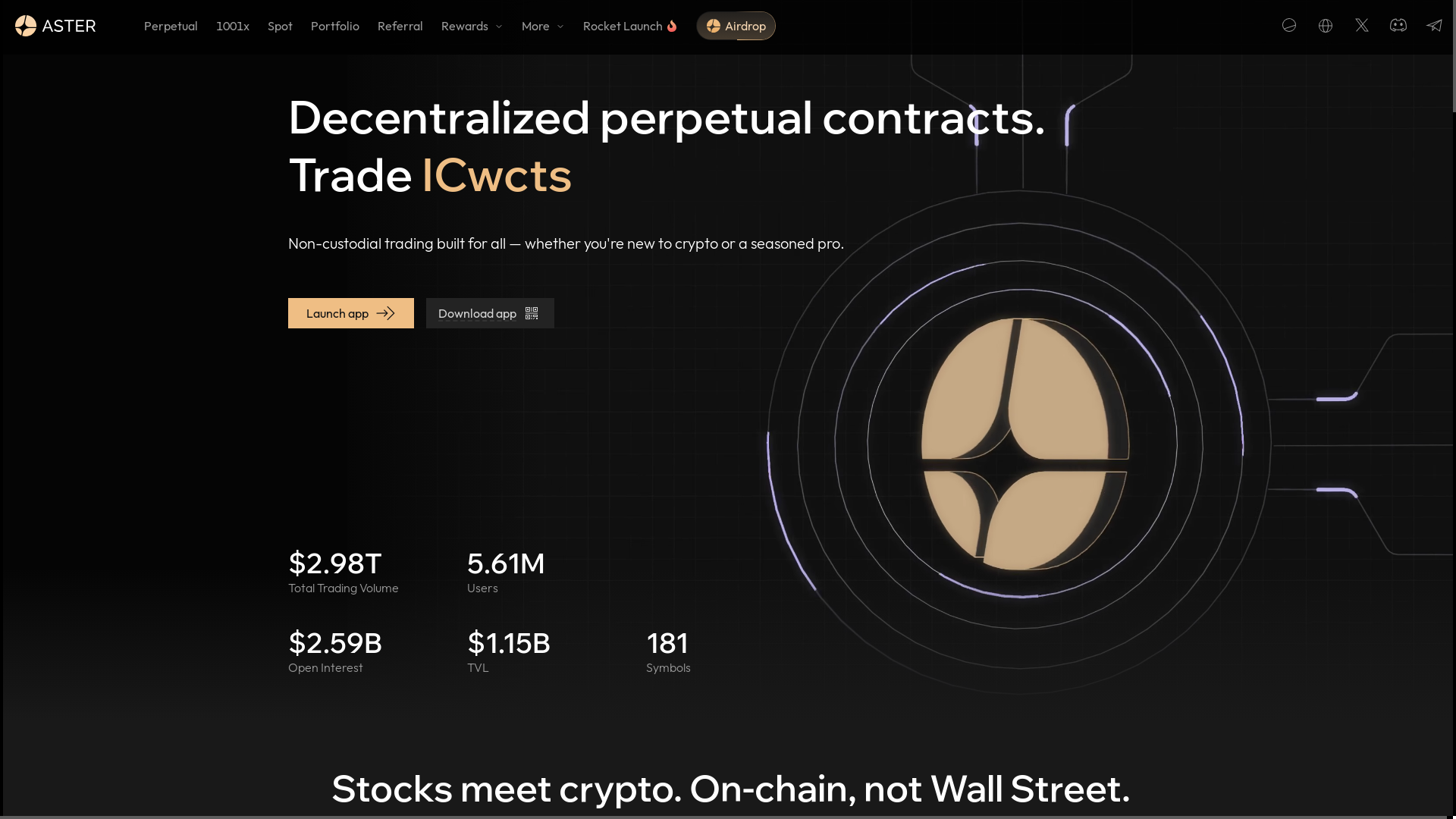 website screenshot of https://www.asterdex.com/
