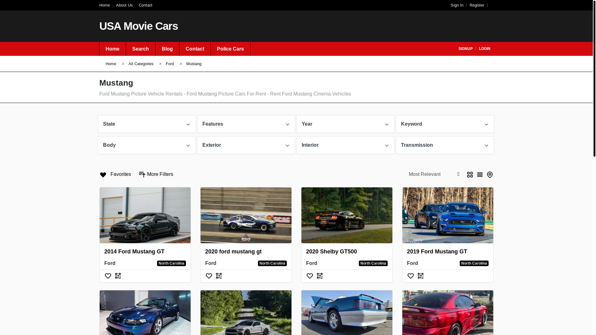 website screenshot of https://mustangpicturecars.com/