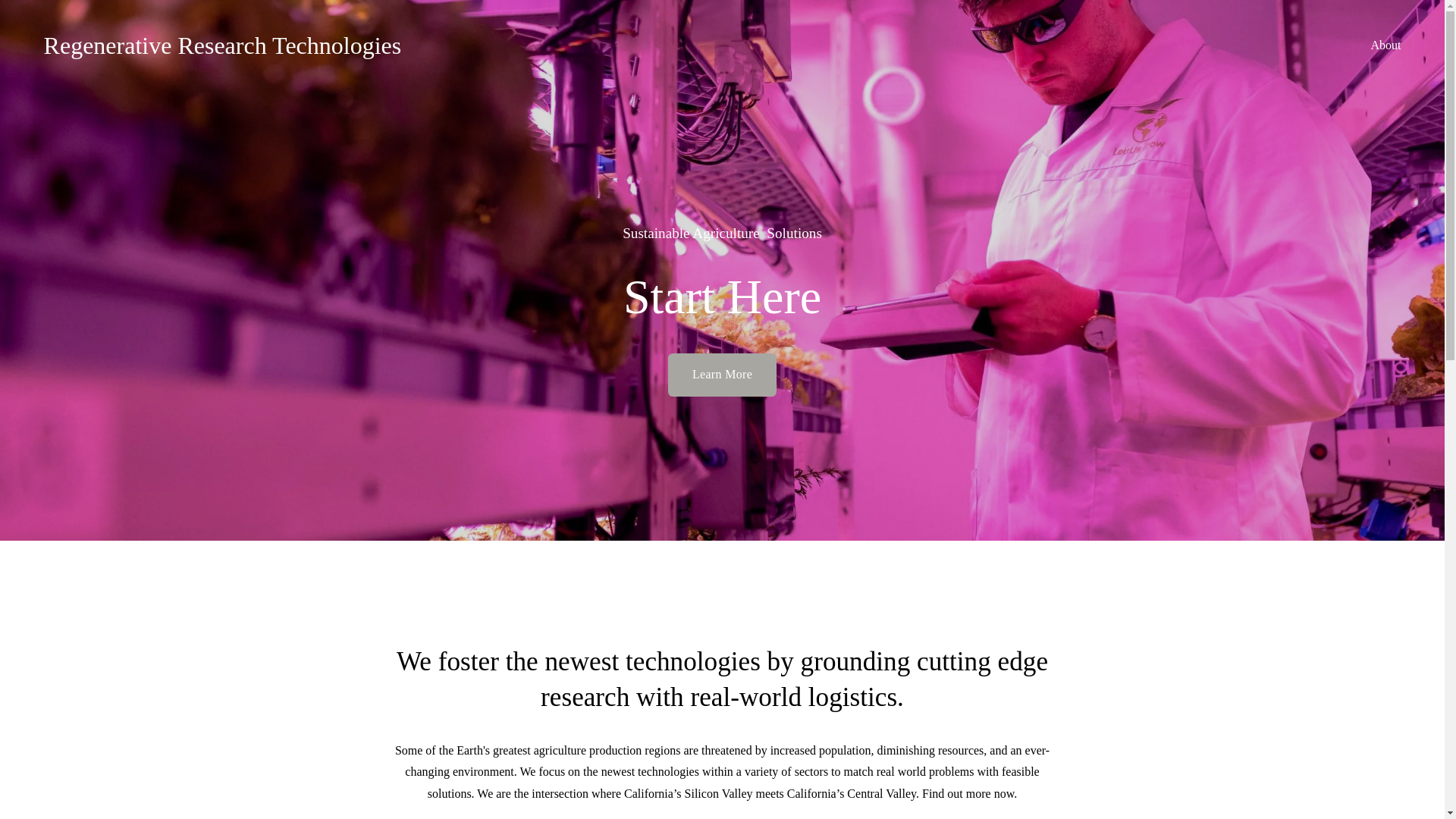website screenshot of https://regenerativeresearchtechnologies.com/